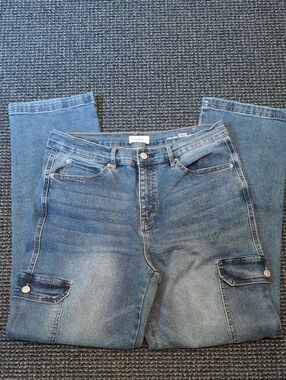 Nicole Miller Womens Blue Cargo Pocket Jeans
